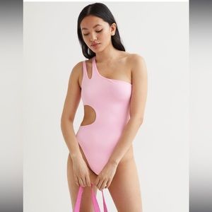H&M Pink One-Shoulder Swim One Piece